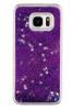Луксозен твърд гръб 3D за Samsung Galaxy S7 Edge G935 - прозрачен / лилав брокат / звездички