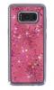 Луксозен твърд гръб 3D за Samsung Galaxy S8 G950 - прозрачен / розов брокат / звездички