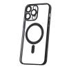 Луксозен силиконов калъф / кейс / MagSafe case за Apple iPhone 13 Pro Max 6.7" - прозрачен кейс / черен кант