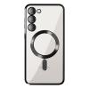 Силиконов калъф / гръб / Clear Case с безжично зареждане MagSafe кейс за Samsung Galaxy S25 - прозрачен кейс с протектори за камерите черен кант