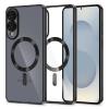 Силиконов калъф / гръб / Clear Case с безжично зареждане MagSafe кейс за Samsung Galaxy S25 Edge - прозрачен кейс с протектори за камерите черен кант