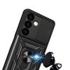 Удароустойчив гръб TPU кейс Slide Camera Case Magnetic Finger Ring Car Holder за Samsung Galaxy S25 Plus - черен