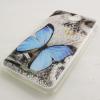 Силиконов калъф / гръб / TPU за Sony Xperia E4 - сив / синя пеперуда