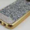 Луксозен силиконов калъф / гръб / TPU с камъни за Samsung Galaxy S7 G930 - сребрист / златист кант