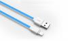 Оригинален USB кабел LDNIO XS-07A за Apple iPhone 5 / iPhone 5S / iPhone SE / iPhone 6 / iPhone 6 Plus / iPhone 7 - бяло и синьо / плосък
