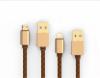 Оригинален USB кабел LDNIO Micro USB Cable LS-25 за Samsung, LG, HTC, Sony, Lenovo и други - златен / кожен