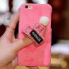 Луксозен твърд гръб с плюш за Apple iPhone 7 - светло розов / плетена шапчица