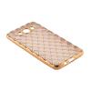 Силиконов калъф / гръб / TPU 3D за Samsung Galaxy J5 2016 J510 - прозрачен със златист кант / ромб