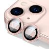 Стъклен протектор / 5D Tempered Glass Camera Lens / за задна камера на Apple iPhone 15 Plus (6.7) - метални рингове / розов