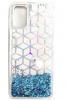 Луксозен гръб 3D Marble Water Case за Samsung Galaxy A32 5G - прозрачен / течен гръб със син брокат