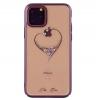 Луксозен твърд гръб KINGXBAR Swarovski Diamond за Apple iPhone 11 6.1'' - прозрачен с лилав кант / сърце