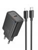 Зарядно устройство HOCO N62 220V 30W / Type C to Lightning - черен