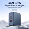 Зарядно устройство LDNIO Q7 GaN 65W с USB-C USB-A и USB Type-C към USB Type-C кабел