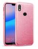 Силиконов калъф / гръб / TPU за Huawei Y7 2019 - розов / брокат